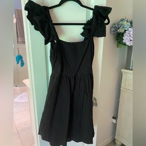 EUC. Tie back black mini dress